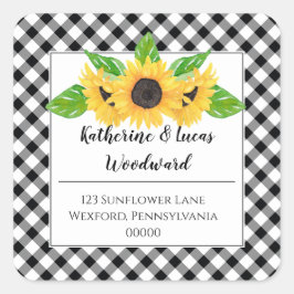 Adesivo Quadrado Boho Sunflower | BW Buffalo Checks Endereço de dev