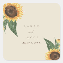 Adesivo Quadrado Boho Sunflower Wedding