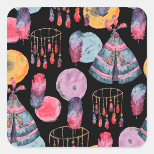 Adesivo Quadrado Boho Tent Pattern