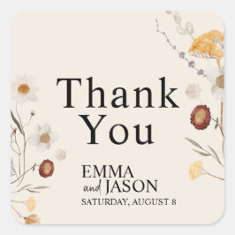 Adesivo Quadrado Boho Wildflower Weding Square Sticker