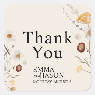 Adesivo Quadrado Boho Wildflower Weding Square Sticker