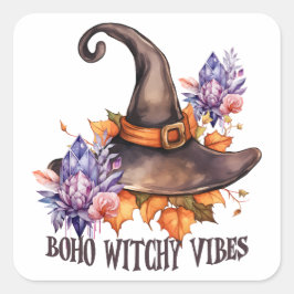 Adesivo Quadrado Boho Witchy Vibes Halloween 