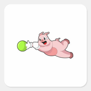 Adesivo Quadrado Bola de boliche de porcos