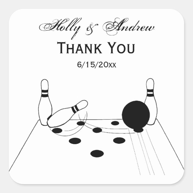 Adesivo Quadrado Bola de boliche desportiva e alfinetes (Frente)