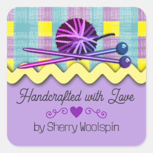 Adesivo Quadrado Bola de confecção de malhas do crochet do chique