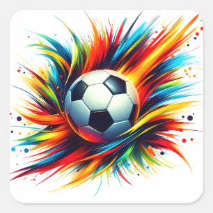 Adesivo Quadrado Bola de Futebol Americano Futurista Abstrato