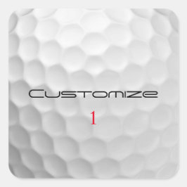 Adesivo Quadrado Bola de Golfe com Texto e Número Personalizados