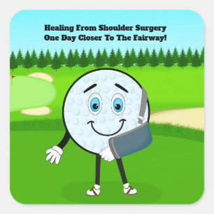 Adesivo Quadrado Bola de Golfe na Tipoia Cirurgia de Ombro Divertid
