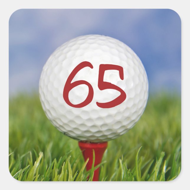Adesivo Quadrado bola de golfe no aniversário de 65 anos (Frente)