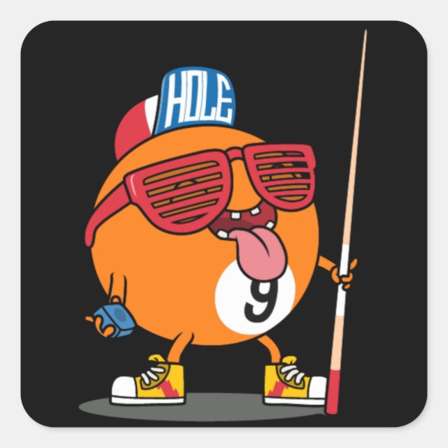 Adesivo Quadrado Bola de nove do bilhar legal (Frente)