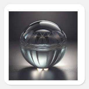 Adesivo Quadrado Bola De Vidro Transparente Incrível Com Design