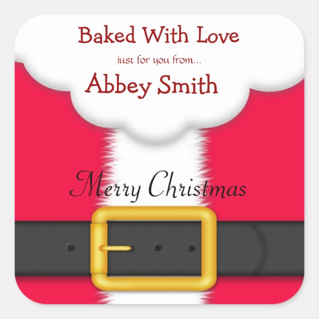 Adesivo Quadrado Bolachas de Natal, Doces, e Tratamentos, Papais no (Frente)