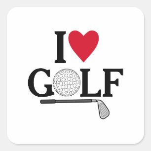 Adesivo Quadrado Bolas de Golfe Personalizáveis Eu Amo