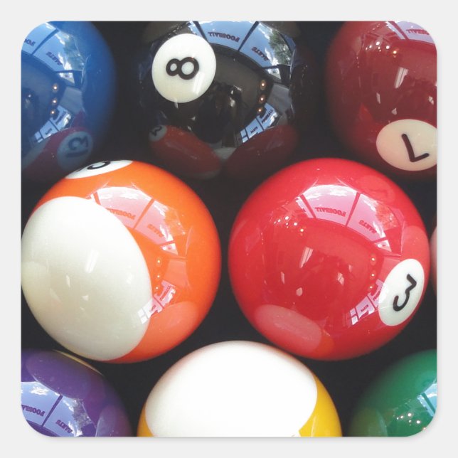 Adesivo Quadrado Bolas de Piscina brilhante fecham (Frente)