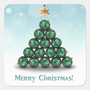 Adesivo Quadrado Bolas do Natal na forma da árvore
