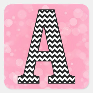 Adesivo Quadrado Bold Chevron - Letra A em Bubblegum - Rosa