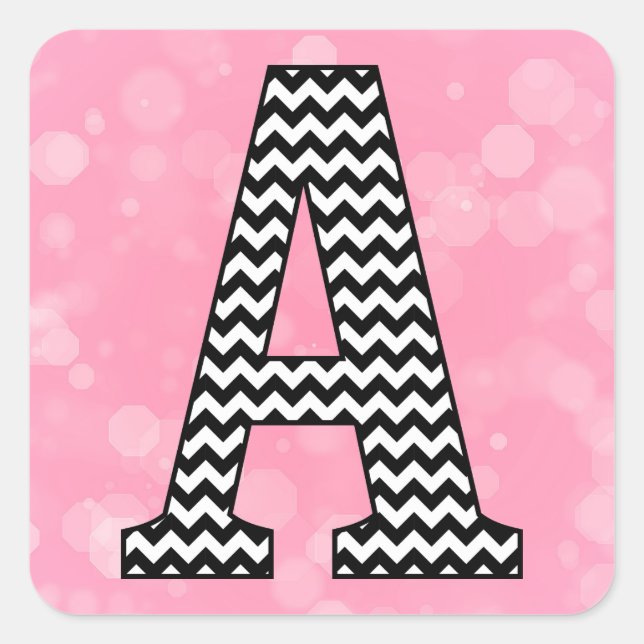 Adesivo Quadrado Bold Chevron - Letra A em Bubblegum - Rosa (Frente)