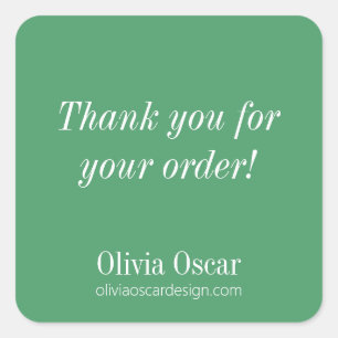 Adesivo Quadrado Bold Modern Kelly Green Simples Negócios Obrigado