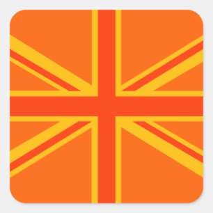 Adesivo Quadrado Bold Orange Union Jack British Flag Swag