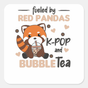Adesivo Quadrado Bolha Chá Vermelho Panda Chocolate Fora de Boba