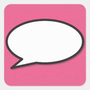 Adesivo Quadrado Bolha de Fala Divertida Rosa Quadrinhos Modernos