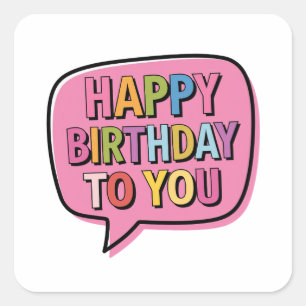 Adesivo Quadrado Bolha de Feliz Aniversário