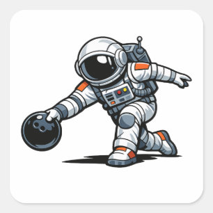 Adesivo Quadrado Boliche de Astronauta