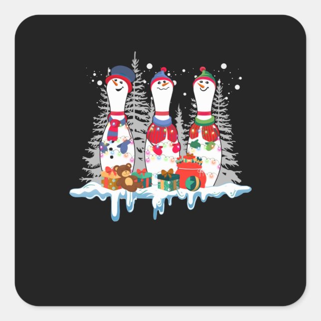 Adesivo Quadrado Boliche Natal Pajama lança Papais noeis de Reindee (Frente)