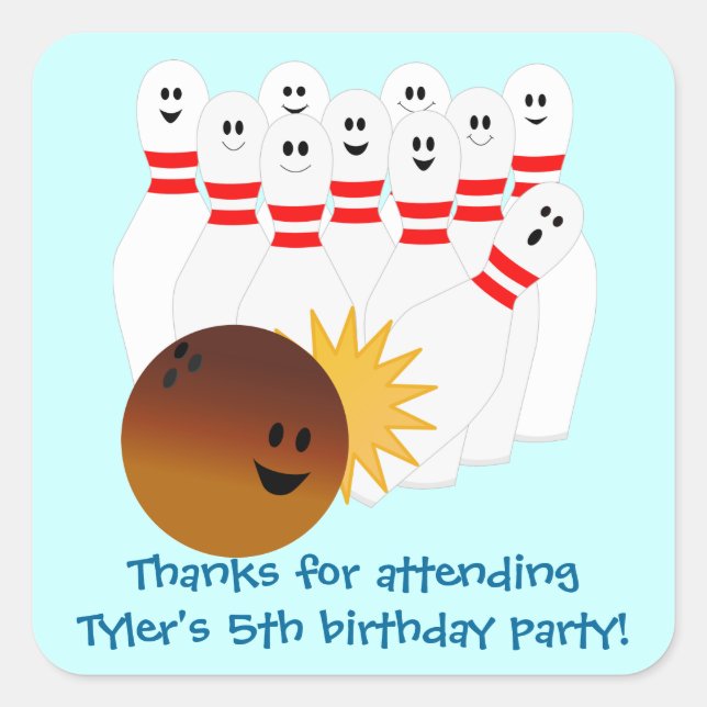 Adesivo Quadrado Boliche Party Sticker (Frente)