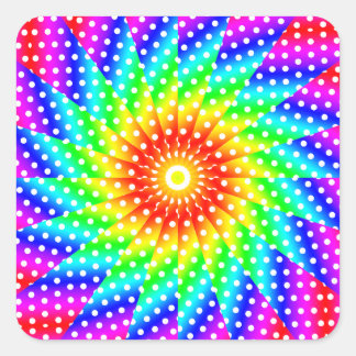 Adesivo Quadrado Bolinhas Arco-Íris Caleidoscópio Mandala