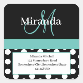 Adesivo Quadrado Bolinhas branca do Monograma Verde Retornar ao qua