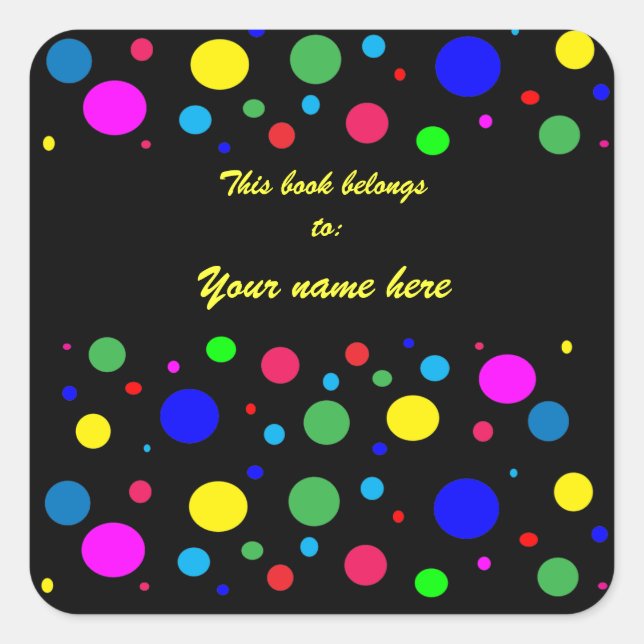 Adesivo Quadrado Bolinhas de Cores (Frente)