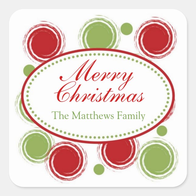 Adesivo Quadrado Bolinhas de Natal (Frente)