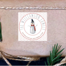 Adesivo Quadrado Bolinhas de Nome da Família Snowman Cólvora de Aqu