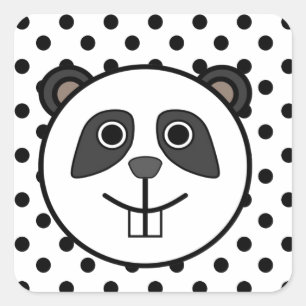 Adesivo Quadrado Bolinhas de Panda branco preto