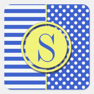 Adesivo Quadrado Bolinhas E Gamas Combinadas De Azul Real