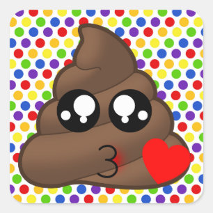Adesivo Quadrado Bolinhas Love Poop Emoji Stickers