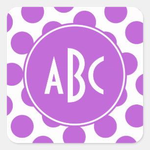 Adesivo Quadrado Bolinhas médias Monogrammed da orquídea