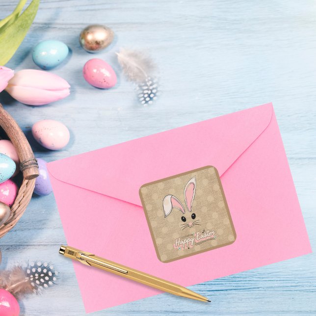 Adesivo Quadrado Bolinhas Neutras Com felz pascoa (Criador carregado)