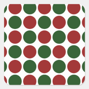 Adesivo Quadrado Bolinhas vermelhas e verdes em branco