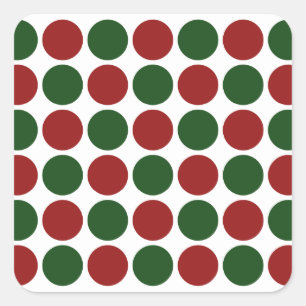 Adesivo Quadrado Bolinhas vermelhas e verdes em branco