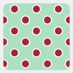 Adesivo Quadrado Bolinhas Vermelhas Escuras Descritas em Verde Páli