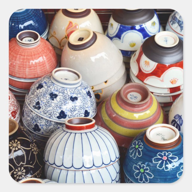 Adesivo Quadrado Bolinhos de Japonês em Tóquio (Frente)