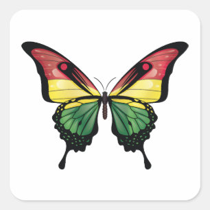 Adesivo Quadrado Bolivia Swallowtail Butterfly Flag
