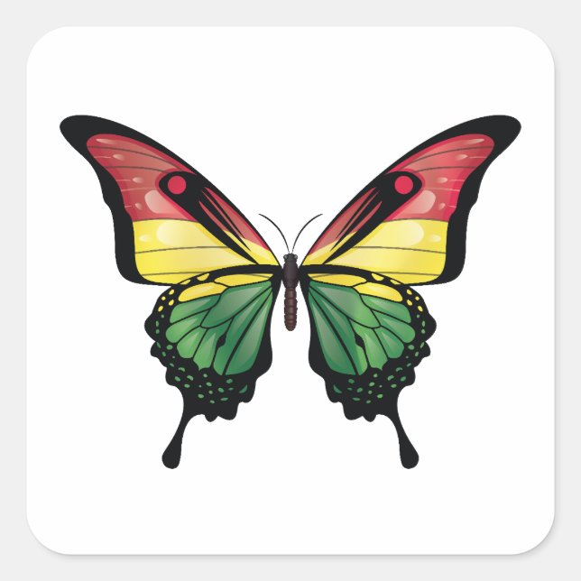 Adesivo Quadrado Bolivia Swallowtail Butterfly Flag (Frente)