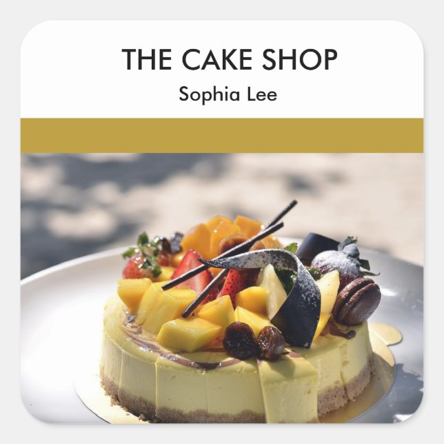 Adesivo Quadrado Bolo comprado, castanho e branco (Frente)