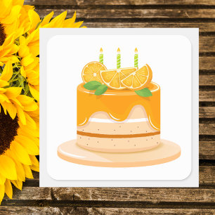 Adesivo Quadrado Bolo de Aniversário Cor Laranja Moderno