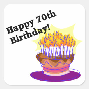 Adesivo Quadrado bolo de aniversário do 70