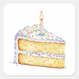 Adesivo Quadrado Bolo de Bolo de Aniversário