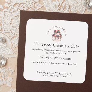 Adesivo Quadrado Bolo De Chocolate E Frutas Silvestres Ingrediente 